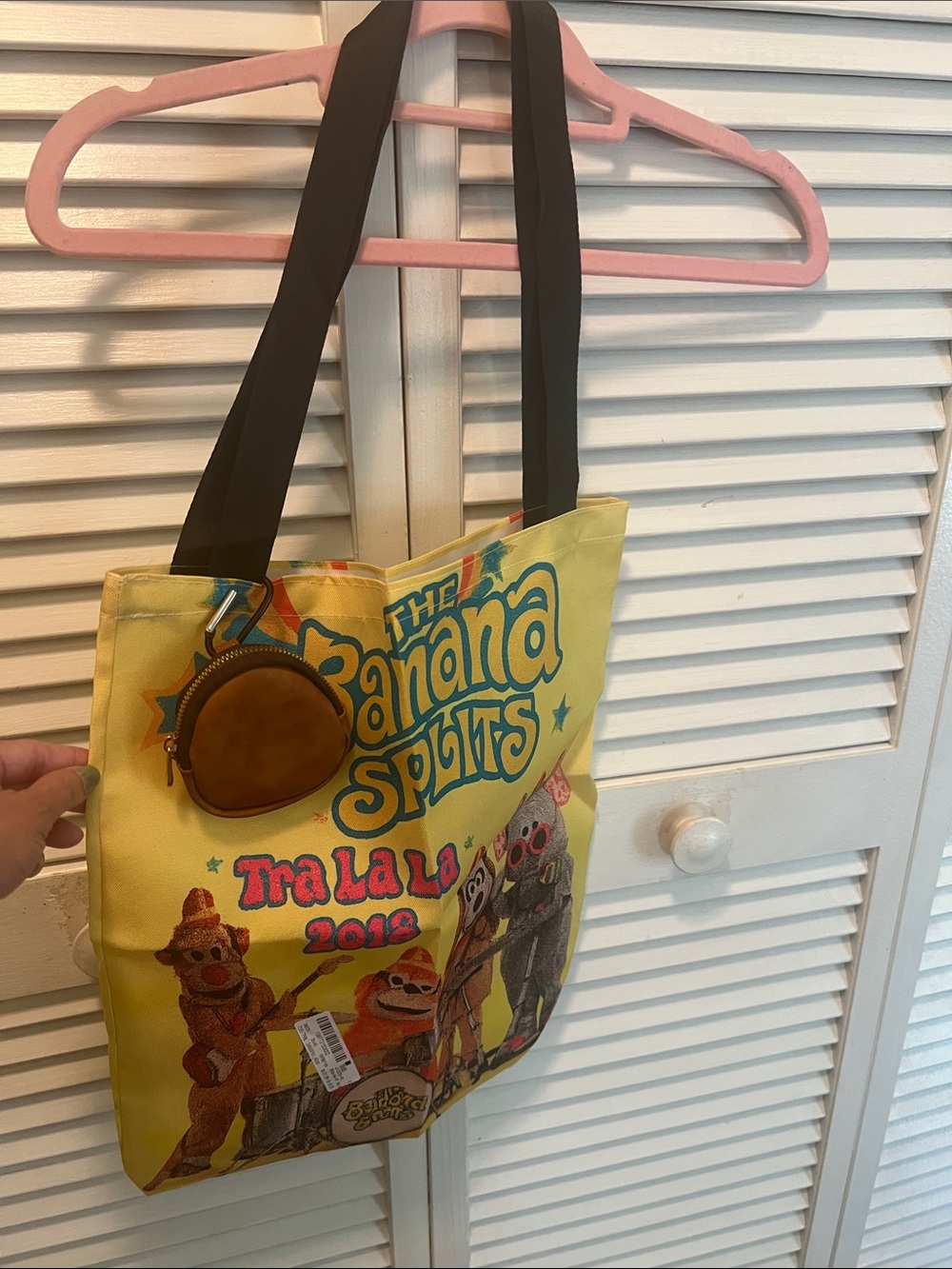 #2408*The Banana Splits Yellow Graphic Tote Bag with Coin Pouch - Picture 1 of 17